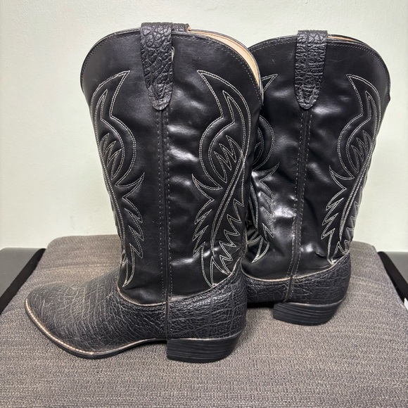 Bronco Made in USA Western Cowboy Style WM1950 Boots-Black-Leather-Men Size 10 - Picture 2 of 8